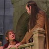 Martin Freeman (Bilbo) en Hugo Weaving (Elrond) in The Hobbit